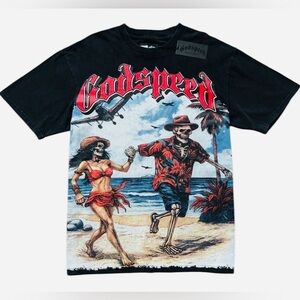 Godspeed Chasing Aloha Black Wash Graphic Tee Medium New w/ Tags